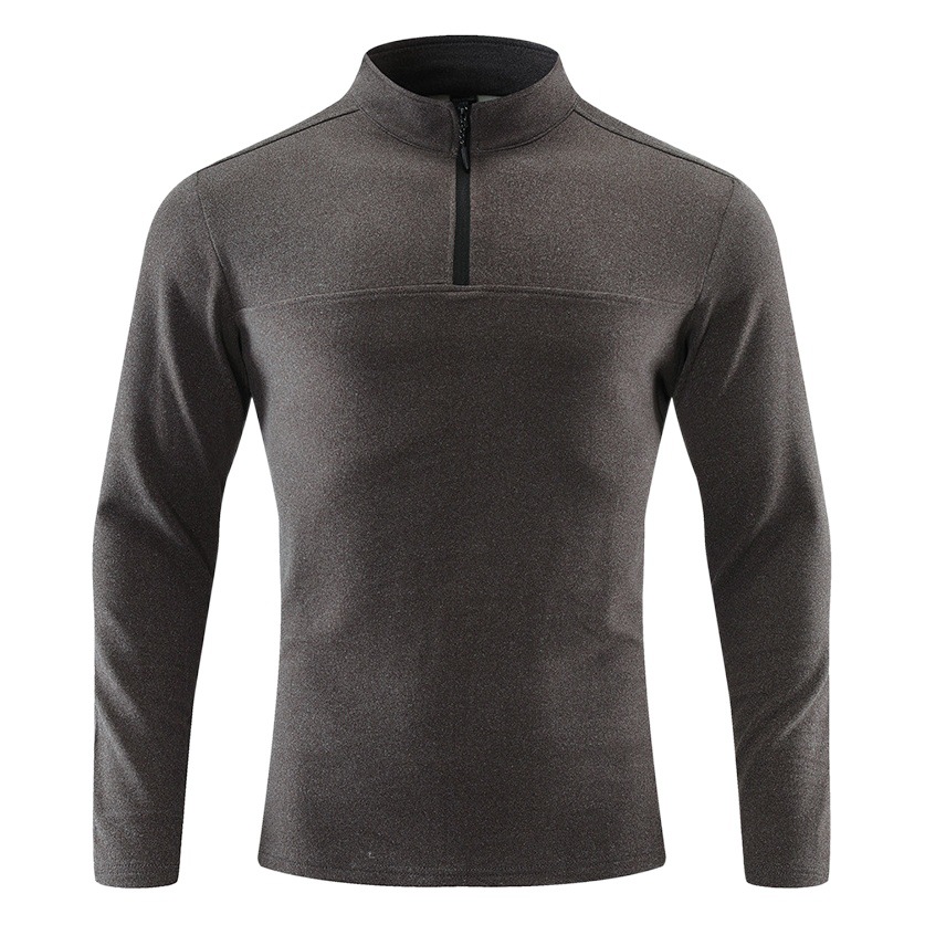 Autumn Outdoor Fleece Men's Vertical Collar Half-Zip Stretch Breathable Sports Casual Warm Top Men's Wool Blended