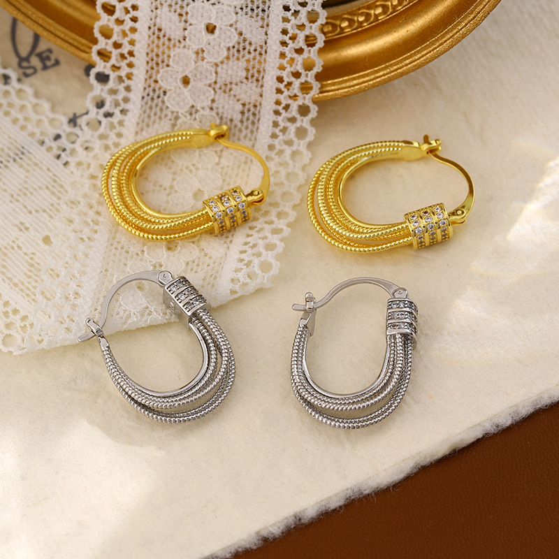 Retro universal sophisticated earrings with zircon