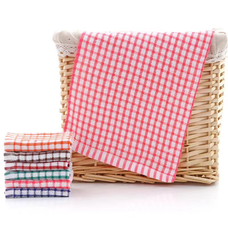 Toalla de cocina de Amazon transfronteriza a cuadros 28*40 toalla pequeña cocina jacquard teñida con hilo toalla de mano de exportación towel