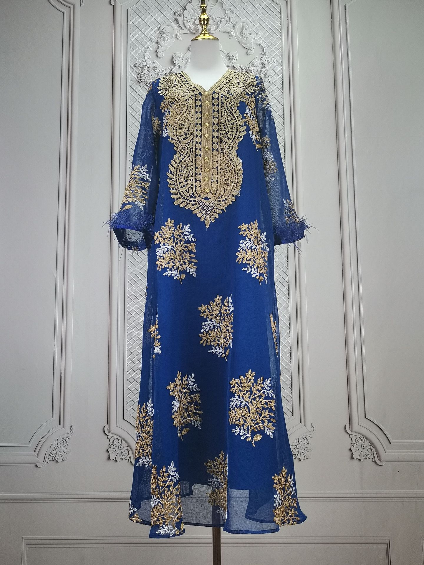 Damenbekleidung Bestickte muslimische Roben Arabische Kleidung Kleider_voghion.com