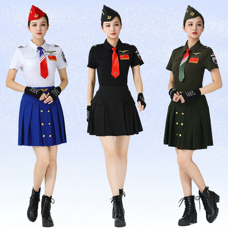 Летний матросский танцевальный Топ женский белый армейский фанат с короткими рукавами Новый танцевальный костюм футболка с лацканами для танцев квадратная одежда