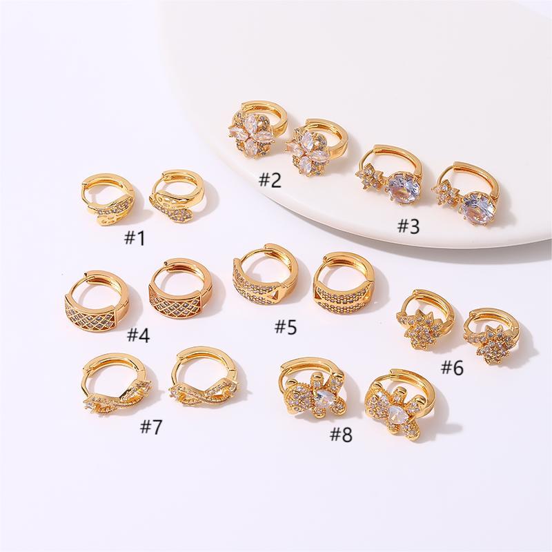 DongDamen simple lujo ligero alto sentido nicho de diseño único bucles de orejas de cobre micro-incrustado 18 quilates oro retrógrado pendientes únicos