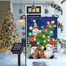 跨境圣诞节发光花园旗节日布置庭院装饰品双面涤纶仿亚麻旗帜定制