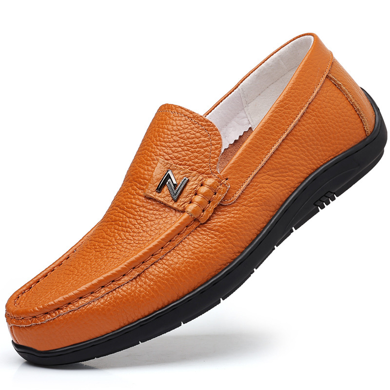 Primera capa de piel de vaca nuevos hombres mocasines de cuero genuino de los hombres mocasines slip-on casual papá zapatos de los hombres zapatos de cuero suave