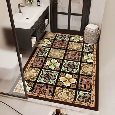 French-Style Light Luxury Shower Room — Avtomobil döşəmə paspasları - 615ljx-french-flower-6-5080cm-diatom-mud-second-generation
