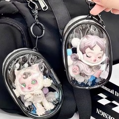 泡泡玛特遛娃包pvc高透胶骨立体晒娃包20cm透明盲盒展示收纳袋外