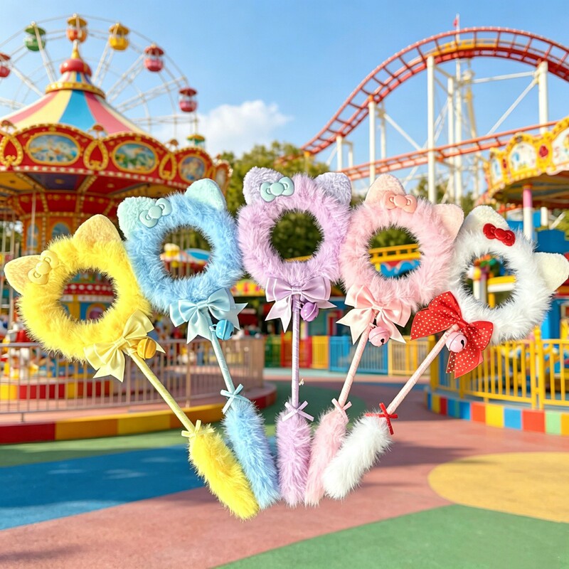 Glowing Cartoon Plush Magic Wand Handmade Cat Ears Bell Fairy Wand Photo Prop Toy Wholesale Glowing Cartoon Plush Magic Wand Handmade Cat Ears Bell Fairy Wand Photo Prop Toy Wholesale