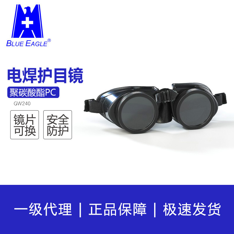 Blue Eagle Insulated Anti-Impact Pc Protective Glasses Welding Goggles Gw240 Anti-Fog Anti-Uv Anti-Arc Light