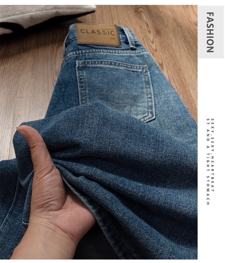 Quần short jean nữ lưng cao 5 phân kiểu Mỹ dáng suông rộng — Màu xanh - Quần lửng chi tiết 6
