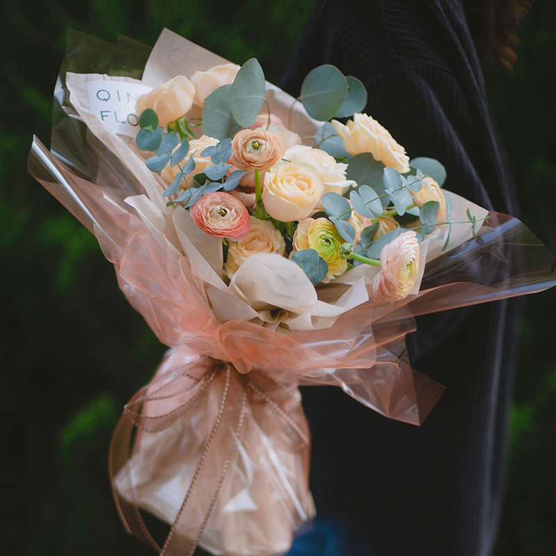 花派对工厂批发透明纯色鲜花包装纸玻璃纸花店花束包花纸礼品包材