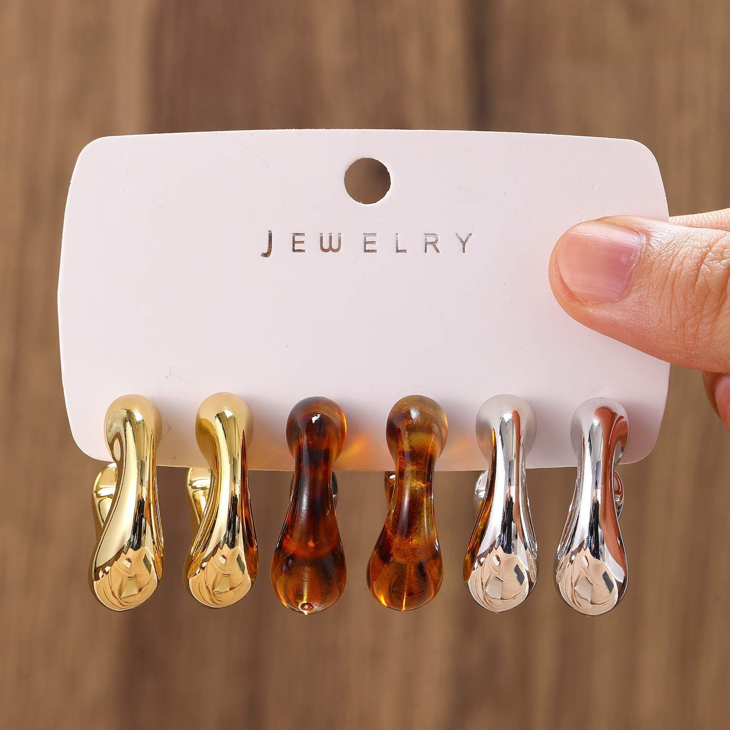 Plating Design 1 Piece 1 Set Vintage Style Classic Style C Shape Star Leopard Plating CCB Resin Ear Cuffs Earrings Ear Studs