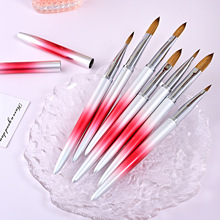 跨境美甲水晶笔 红色炫彩金属杆高档美甲笔专用美甲笔现货批发