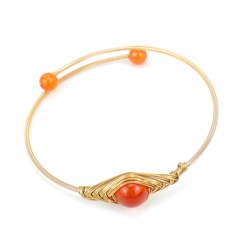 Fashion Geometric natural stone Copper Plating Bangle 1 Piece