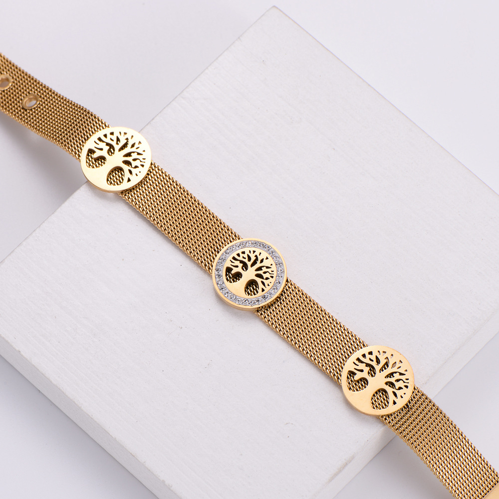 Womenu0027S Fashion Tree Titanium Steel Rhinestone Bracelets Diamond Stainless Steel Bracelets