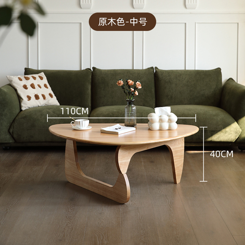 Madera sólida nueva mesa de té triangular nórdica en forma de mesa de té retro simple y moderna sala de estar japonesa para el hogar