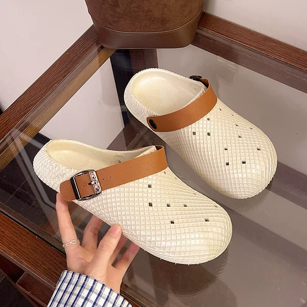 Women's outdoor slip-on sandals, non-slip, casual beach flip-flops, fashionable and versatile, thick-soled, easy-to-wear mules
