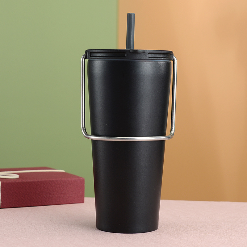 Transfronterizo exclusivo Americano portátil Taza de paja portátil de acero inoxidable del coche de Vacío Termo taza de café taza