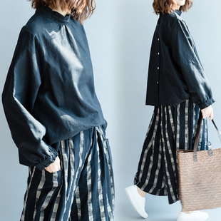 2025 New Autum Women's Korean Style Large Size Loose Fashion Fungus Lace Pure Color Literary Long-Sleeved Shirt