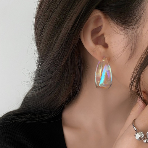  New Colorful Hong Kong Style Earrings for Women Trendy, Niche, Light Luxury, High-End, Personality, High-Profile Cold Style Earring Accessories