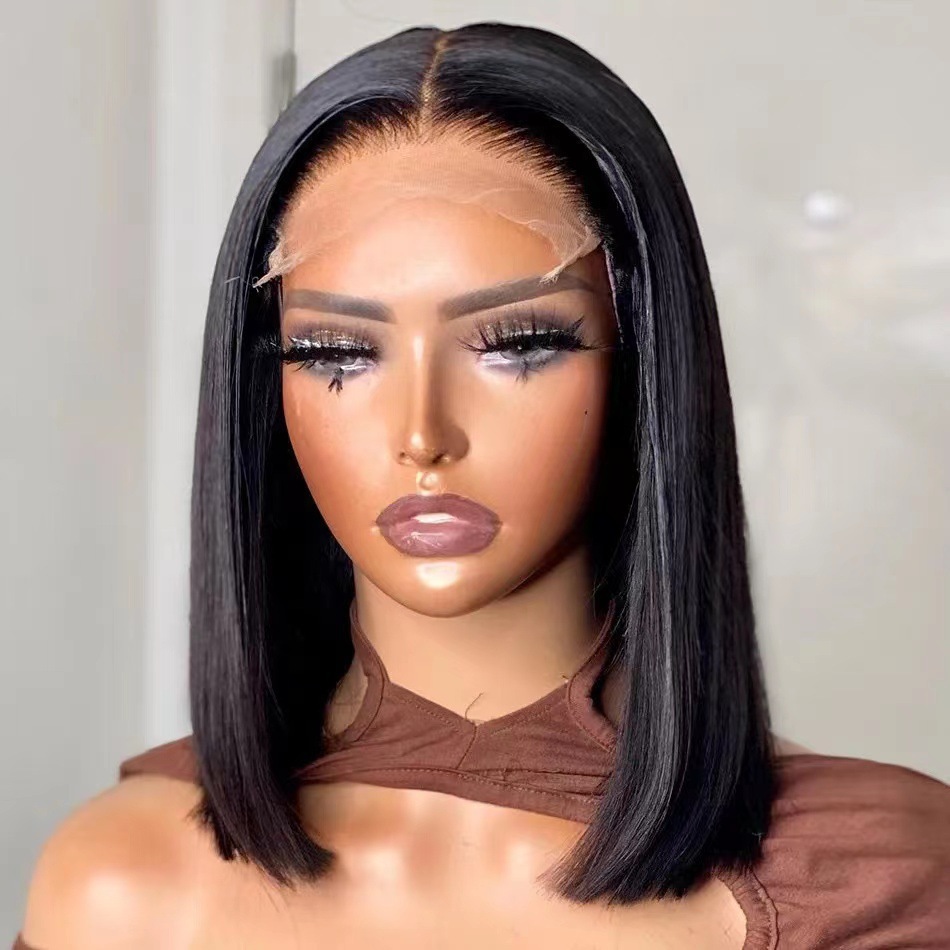 Amazon nuevos productos Europeos y estadounidenses pelucas de cabello corto y recto para mujeres negras bobbing cubierta de cabello corto y recto cubierta de cabello