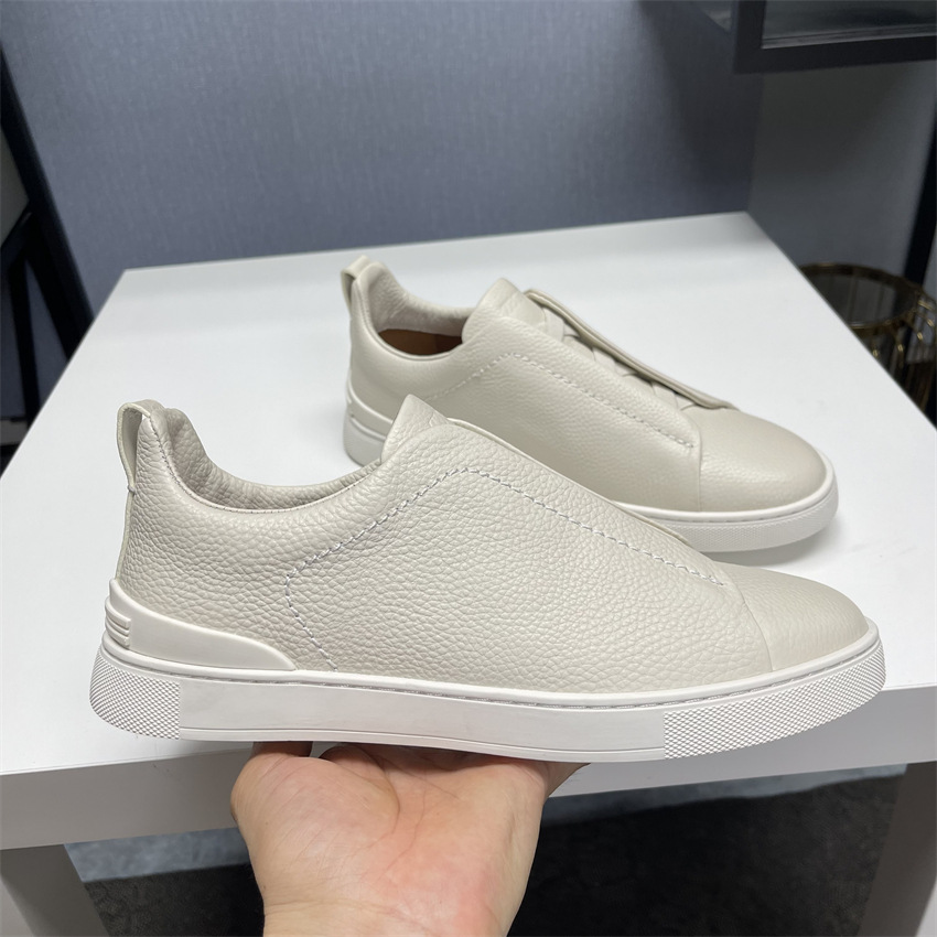 2024 new men's shoes, toe-layer cowhide low-top XXX lace-up sneakers, deerskin casual shoes, sports slip-on white shoes_voghion.com
