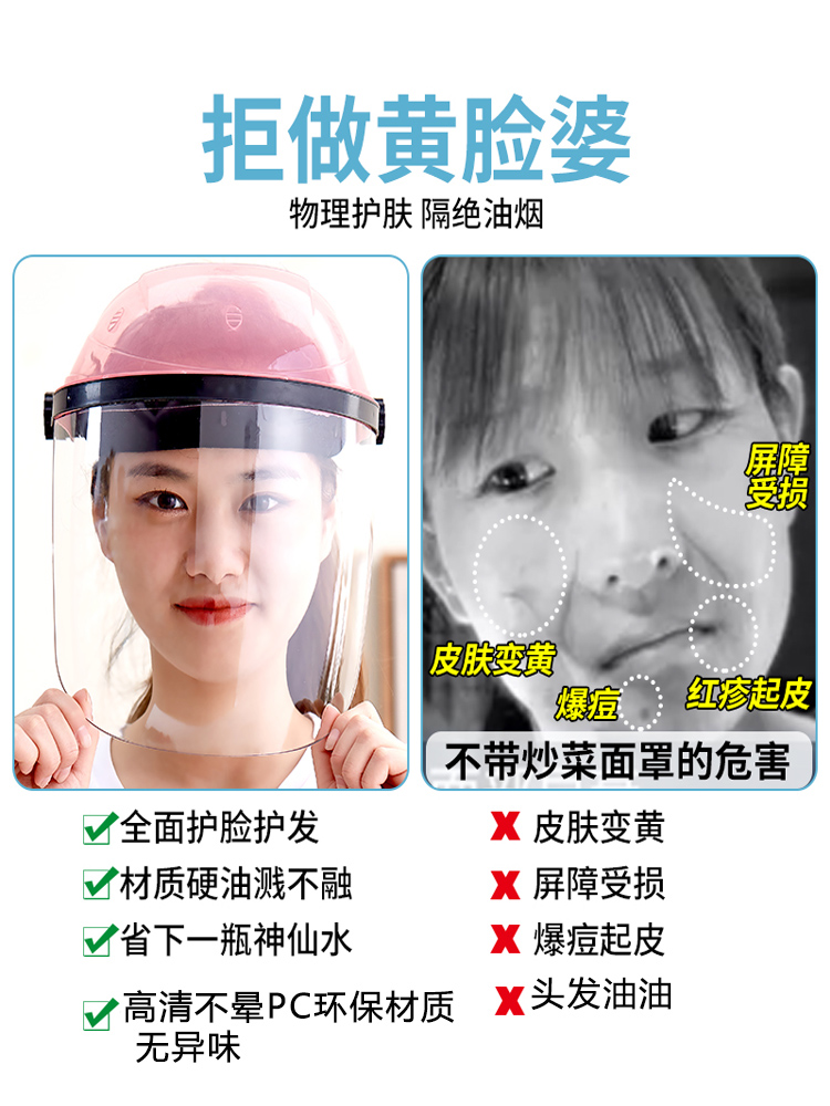 炒菜面罩全脸防护一体款防油溅批发罩做饭炸鱼防油烧菜防油烟喷油
