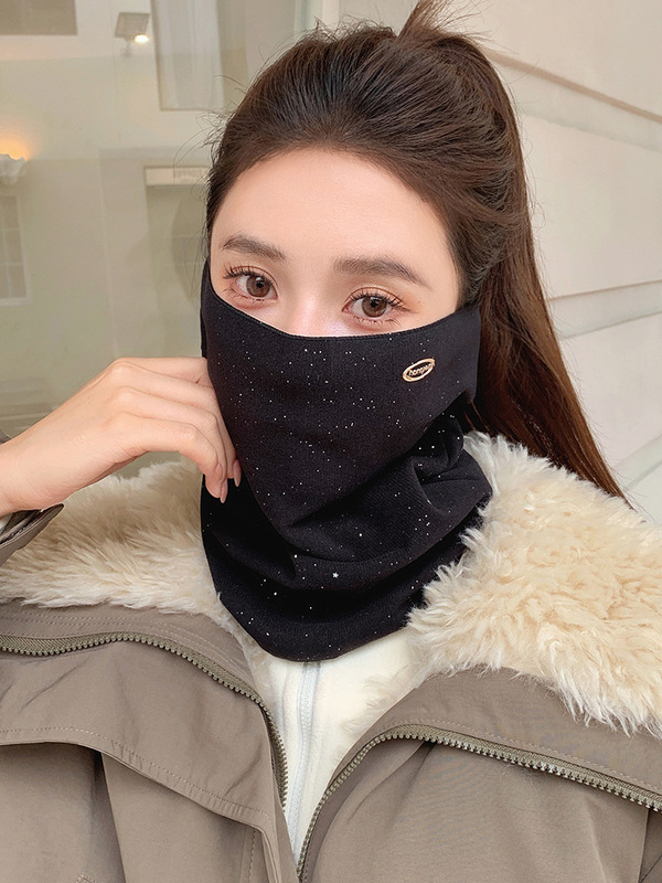 新款挂耳护颈面罩女秋冬季保暖防风围巾面罩一体骑车防寒针织护脖|undefined