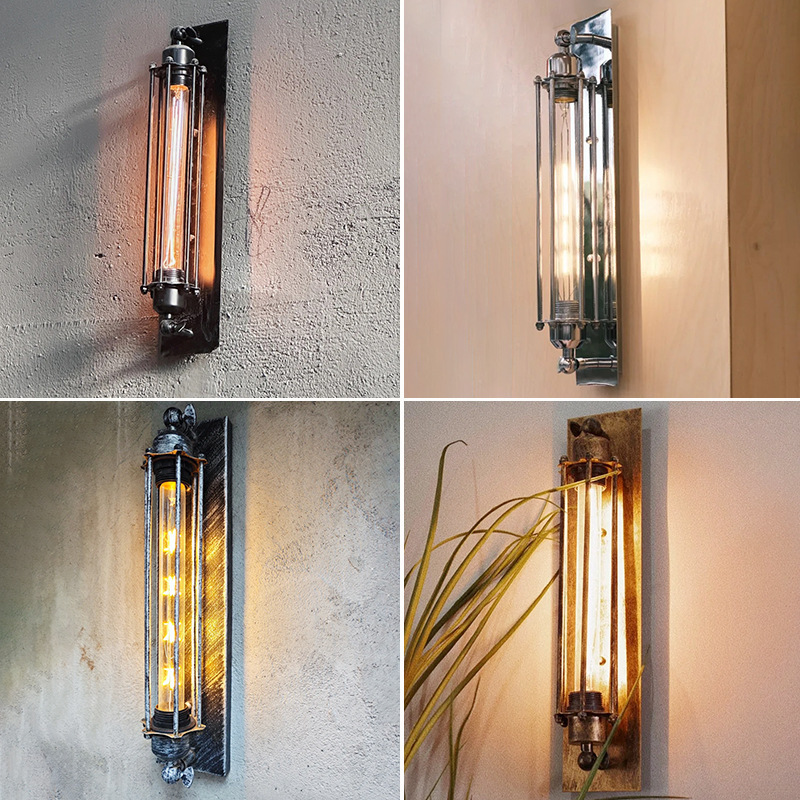 Factory direct supply American retro flute wall lamp personalized LOFT restaurant bar barbecue shop corridor iron wall lamp