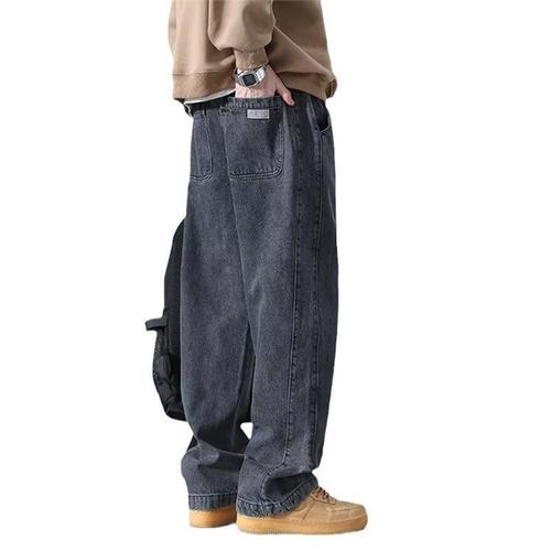 American Washed Retro Spring and Autumn Season Men's High Street Straight Leg Pants Trend Brand Plus Size Loose Wide Leg Long Pants