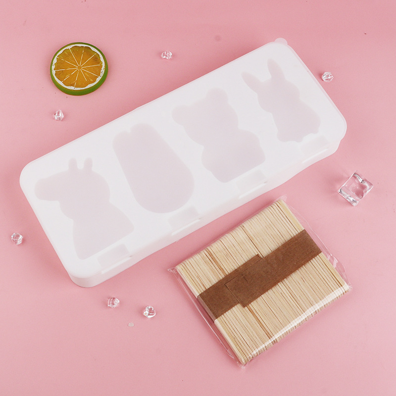 Conejo de dibujos animados para niños Popsicle helado molde de helado hecho en casa hogar silicona de grado alimenticio viejo herramienta de molienda de paletas