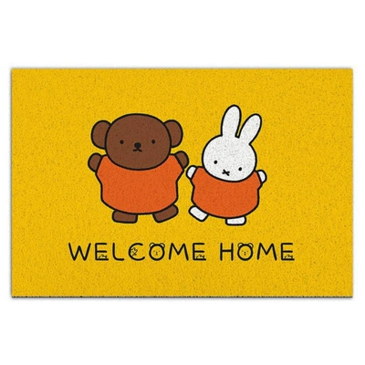 Dirt-Resistant and Easy to Clean, Dust-Proof | Avtomobil döşəmə paspasları - miffy-rabbit-welcome-home-4060cm-silk-circle