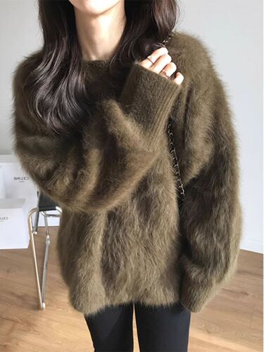 Mink fluffy clothes for women, thick loose clothes for winter, gentle and lazy loose sweater and top inside
