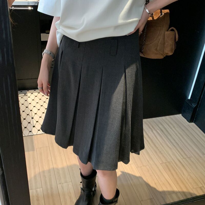 Miu High-Intelligence Style Thunder Style A-Line Pleated Skirt 2025 Autumn and Winter New Draped Slimming Look Skirt