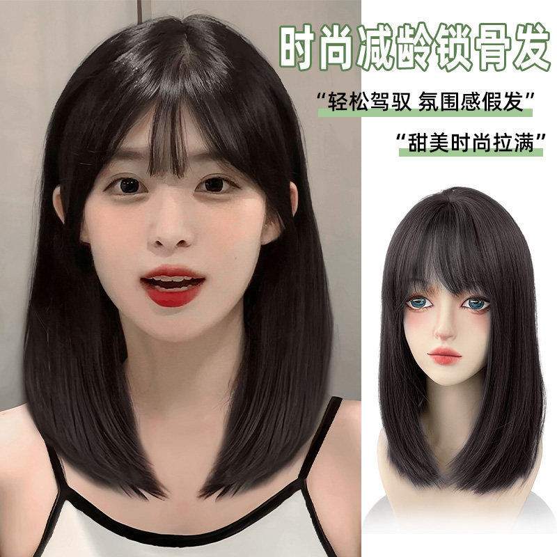 Shawl, Fake Hair, Short Hair, Female Head, Short, Medium and Long Straight Hair, Long Curly Hair, Fake Headgear, Artificial Hair, Round Face