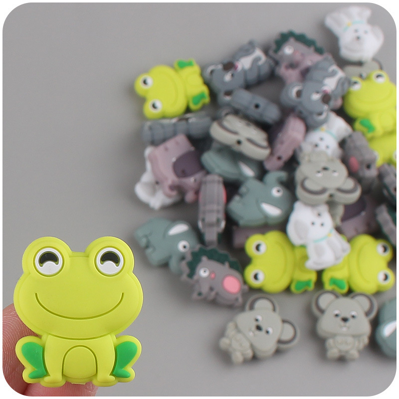 Bebé animal de dibujos animados Kaola erizo pequeño mordedor calmante bebé silicona mordedura cadena chupete mordedor Accesorios