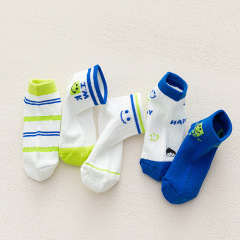 New children's socks Korean version cartoon striped boat socks cool boys mesh cotton socks spring and summer children's socks wholesale