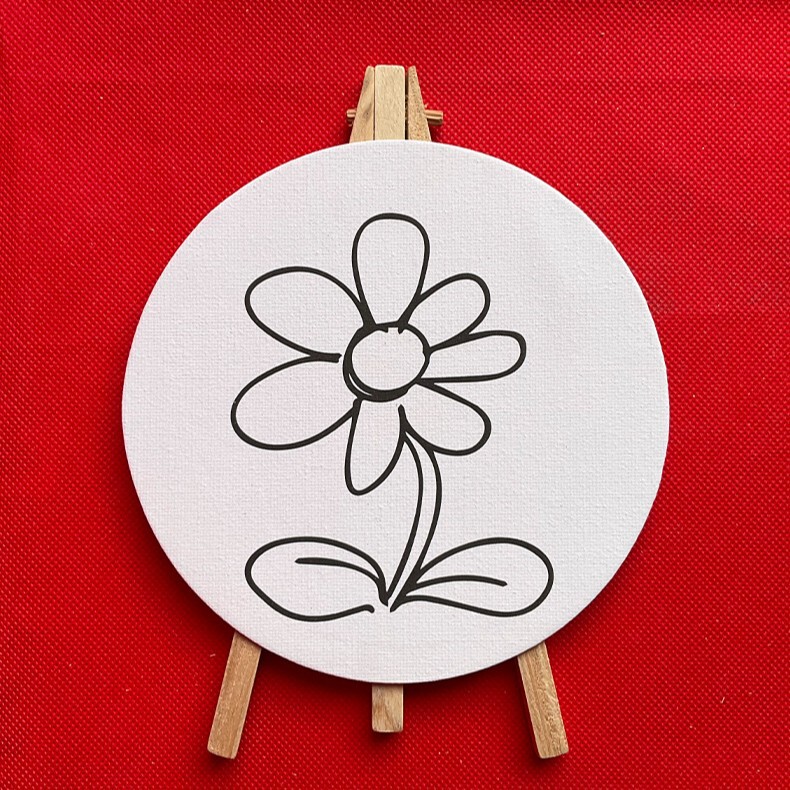 15圆形创意童趣手工画板创意装裱框儿童diy填色油小画架木质绘画|undefined