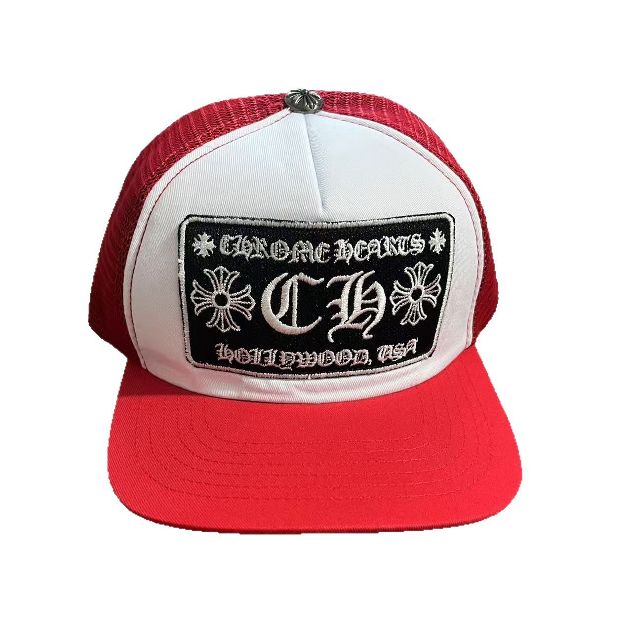 Sombrero para el sol CH Cro de verano para parejas nuevas de moda americana, sombrero de hip-hop de ala plana bordado a la moda ~ sombrero de malla de béisbol