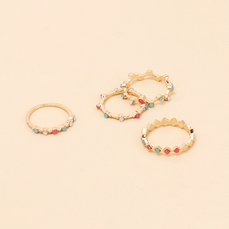 Retro Style Fashion Color Miyuki Beads Fashion Personality Ring Combination Set