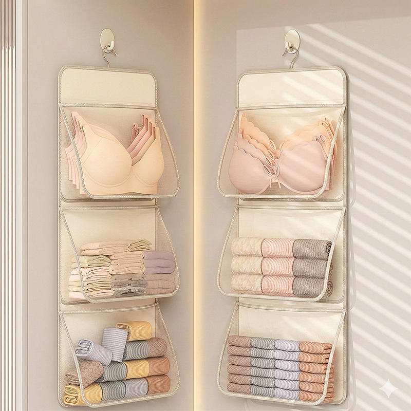 Underwear storage hanging bag for student dormitories, mesh bag for storing personal clothing, hanging organizer for socks in the wardrobe Underwear storage hanging bag for student dormitories, mesh bag for storing personal clothing, hanging organizer for socks in the wardrobe