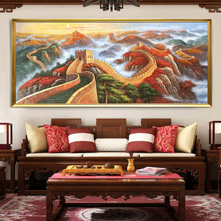 Great Wall Chinese Landscape Hand-painted Oil Painting Company Office Hanging Painting Simple Living Room Horizontal Edition Backer Mural