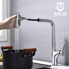 Cross-border supply copper kitchen sink basin cold and hot water faucet small apartment pull-out sink rotating bend pipe faucet