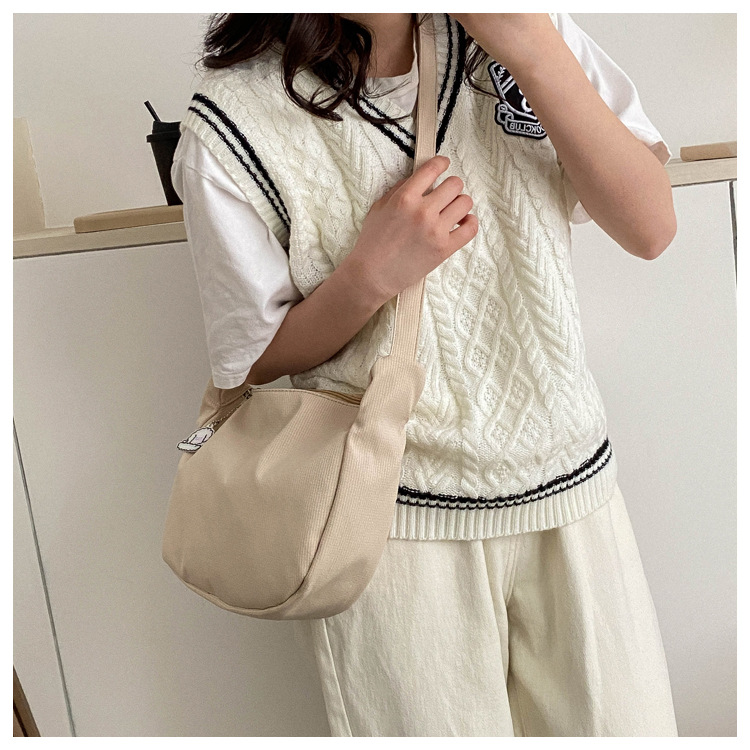 Large capacity canvas shoulder for women in spring summer 2023, new solid color, simple and fashionable casual bag,_voghion.com