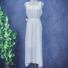 扎染白坯夏季新款日韩休闲风白色连衣裙温柔可爱修身长裙