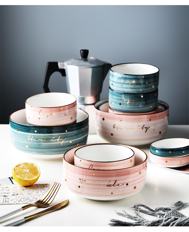 碗碟套装北欧创意个性家用轻奢陶瓷碗筷碗盘精致网红餐