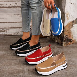 2025 Spring Cross-border Women's Shoes plus size Slip-on Loafers European and American Thick Bottom Platform Bottom Wedge Casual Single Shoes for Women