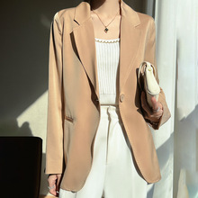 高级感西装外套女气质百搭三醋酸缎面西服上衣春秋高端真丝滑上