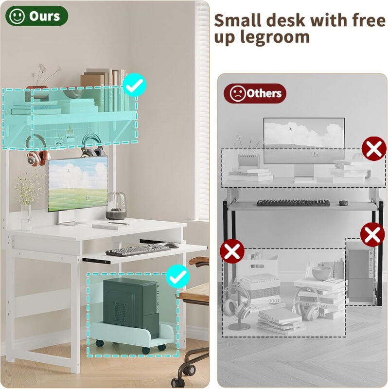 Cross-border 80cm small computer desk, with storage compartment and keyboard tray Cross-border 80cm small computer desk, with storage compartment and keyboard tray