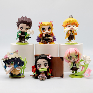 Demon Slayer: Kimetsu No Yaiba Birth Flower Series Figures Tanjiro Nezuko Tomioka Giyuu Butterfly Shinobu Trendy Figurines Blind Box