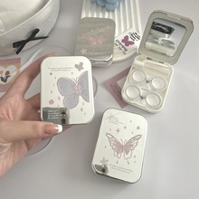 凯达ins风隐形眼镜盒子便携美瞳盒多付装收纳双联盒jk6129两付装